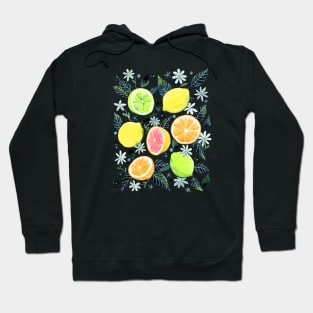 Assorted Watercolor Citrus Pattern - Green Hoodie